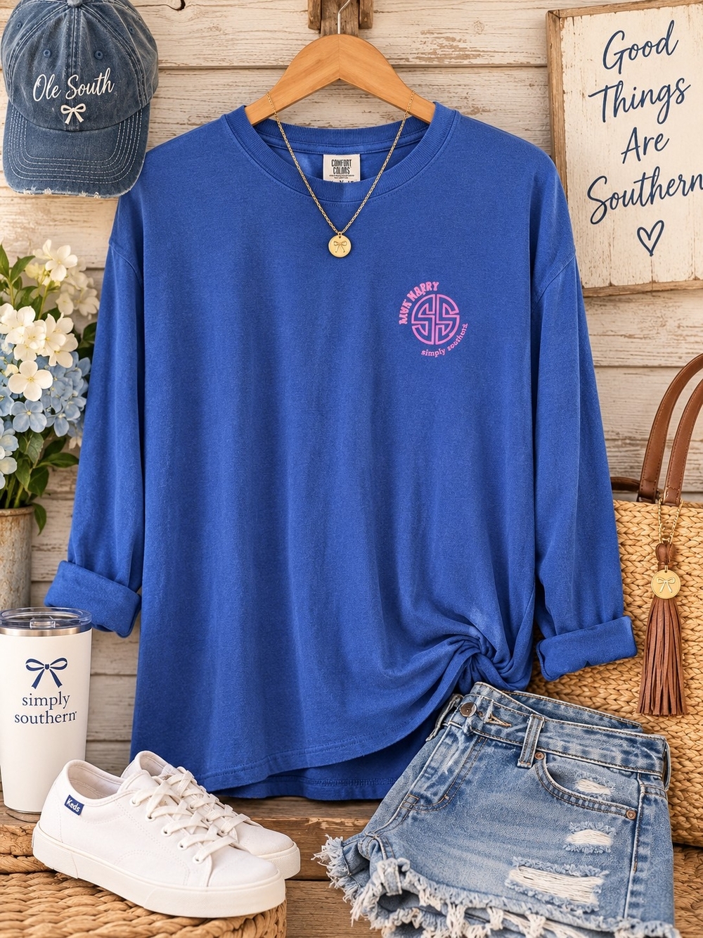 Simply Southern “Aunt Mary” Blue Long Sleeve T-Shirt – XL